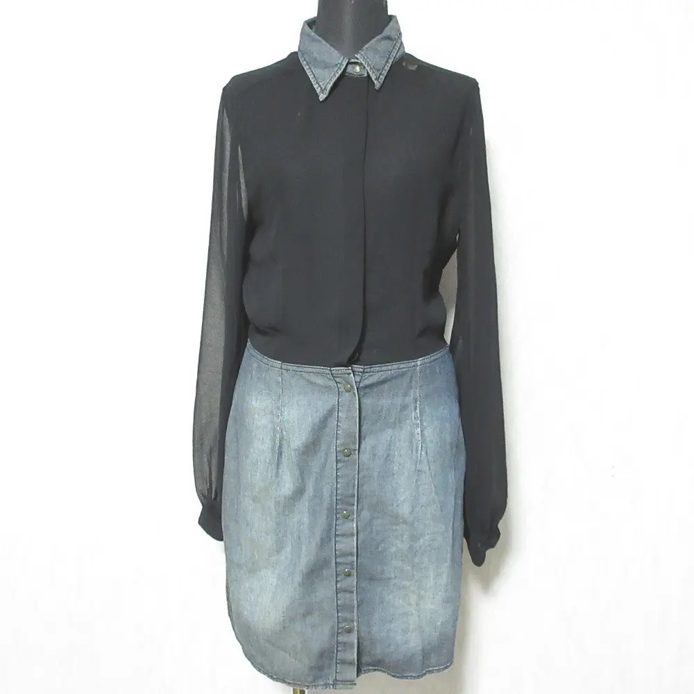 Diesel Sheer Black and Denim Mini Dress